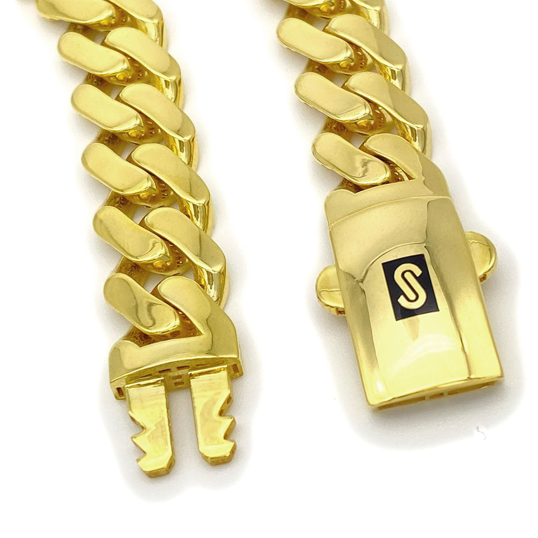 10k Hollow Monaco Cuban Bracelet 11mm Lock